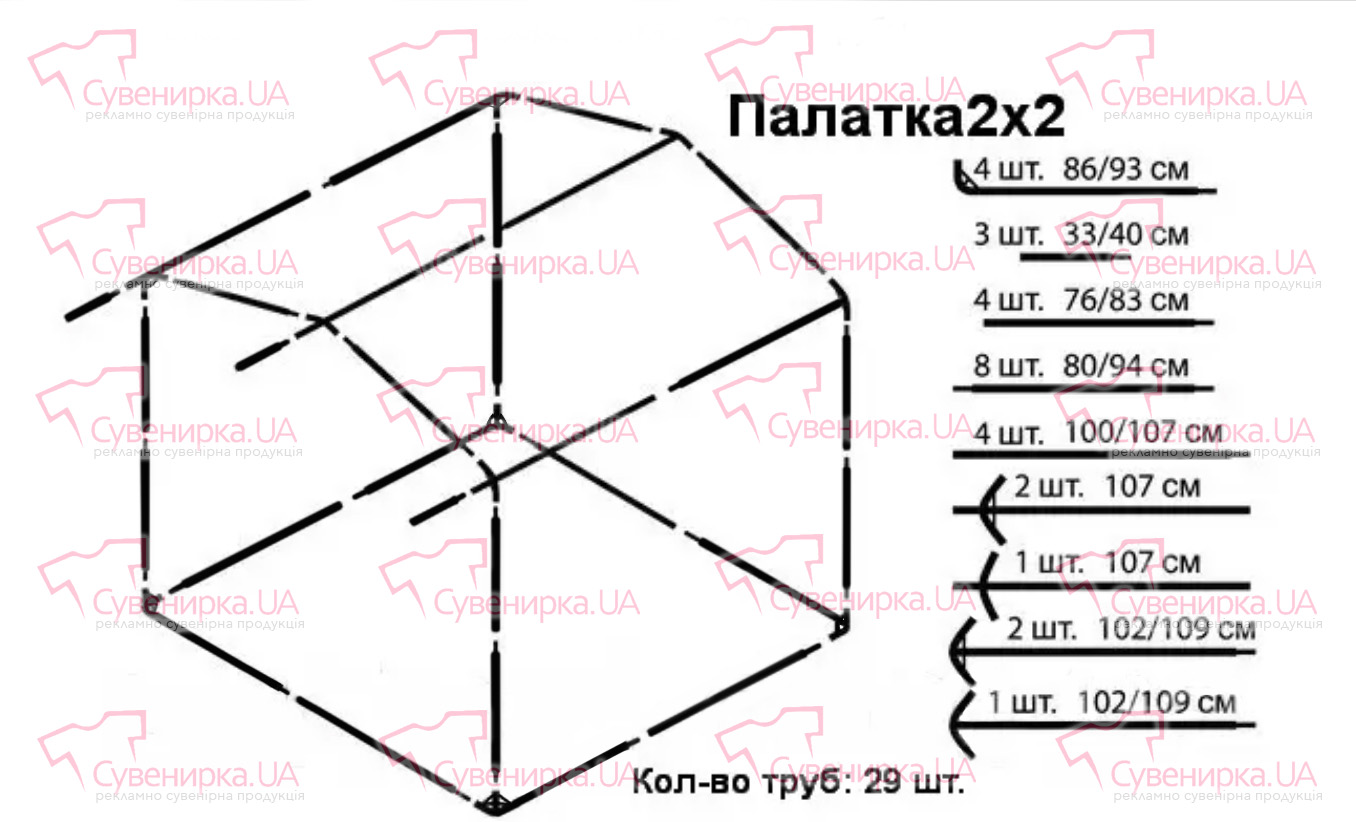 схема сборки каркаса палатки 2х2 